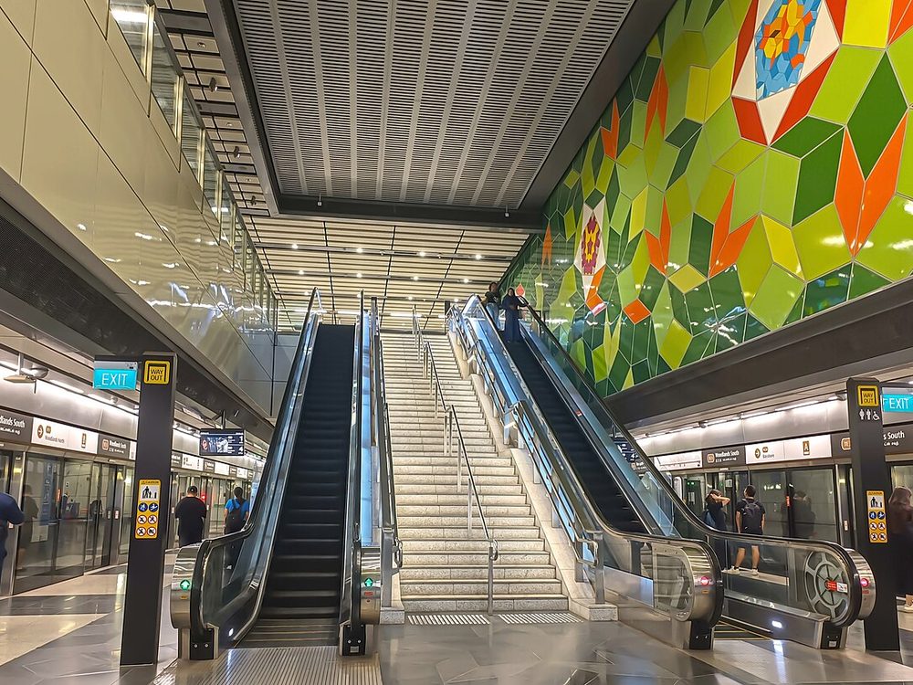 Platform level of Woodlands South MRT station on the Thomson-East Coast Line